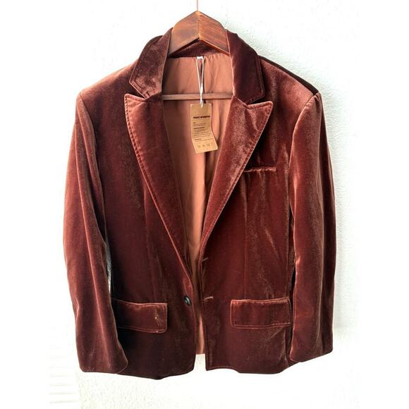 NWT Manley Brown‎ Velvet Men's Blazer - M Retro & Sophisticated Look $250 - Picture 1 of 8